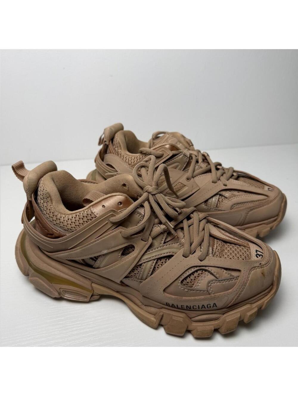 Balenciaga Track Sneaker Beige Tan Nylon Mesh Tess. S. Gomma Women's SZ 37 /US 7